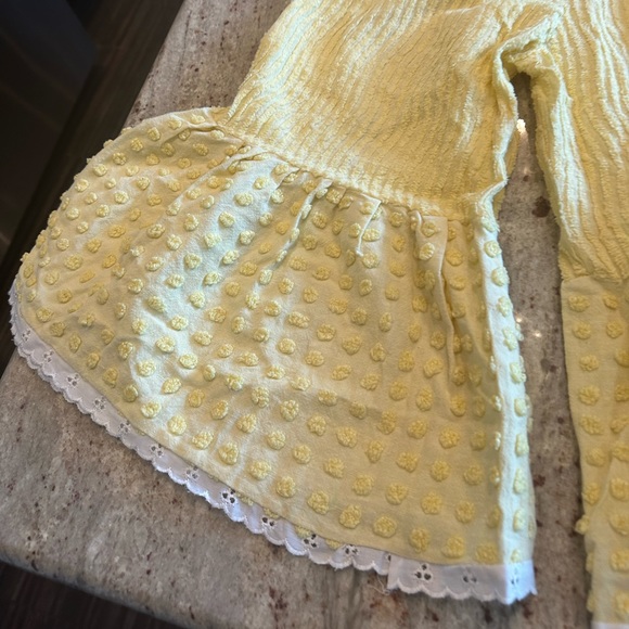 Girls yellow chenille bell bottoms pants - Picture 4 of 8